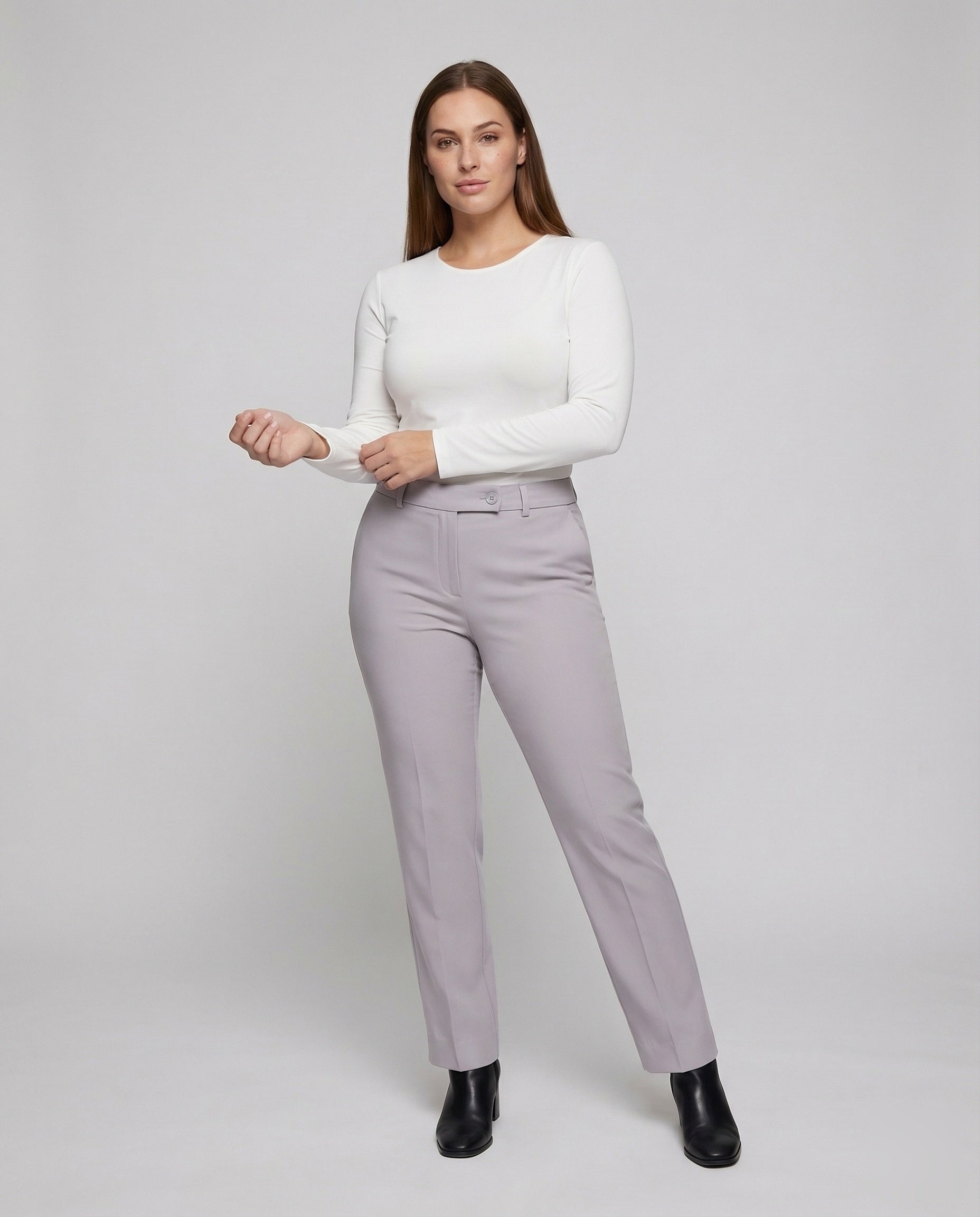 Pantaloni Donna in Tessuto Stretch Vita Media - Brentozzi
