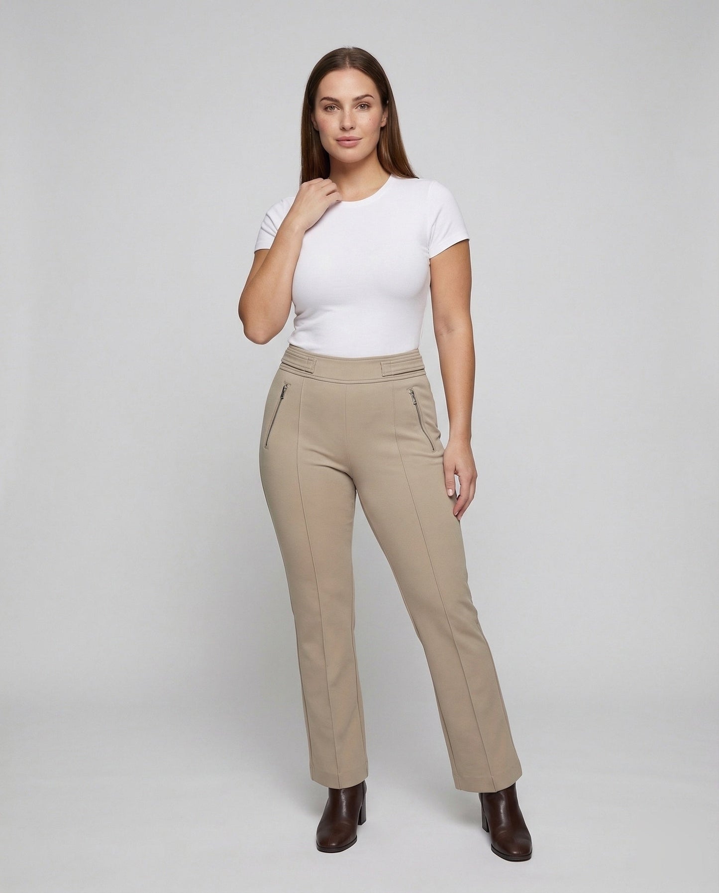Pantaloni Business Donna Tasche con Zip Taglio Dritto - Brentozzi