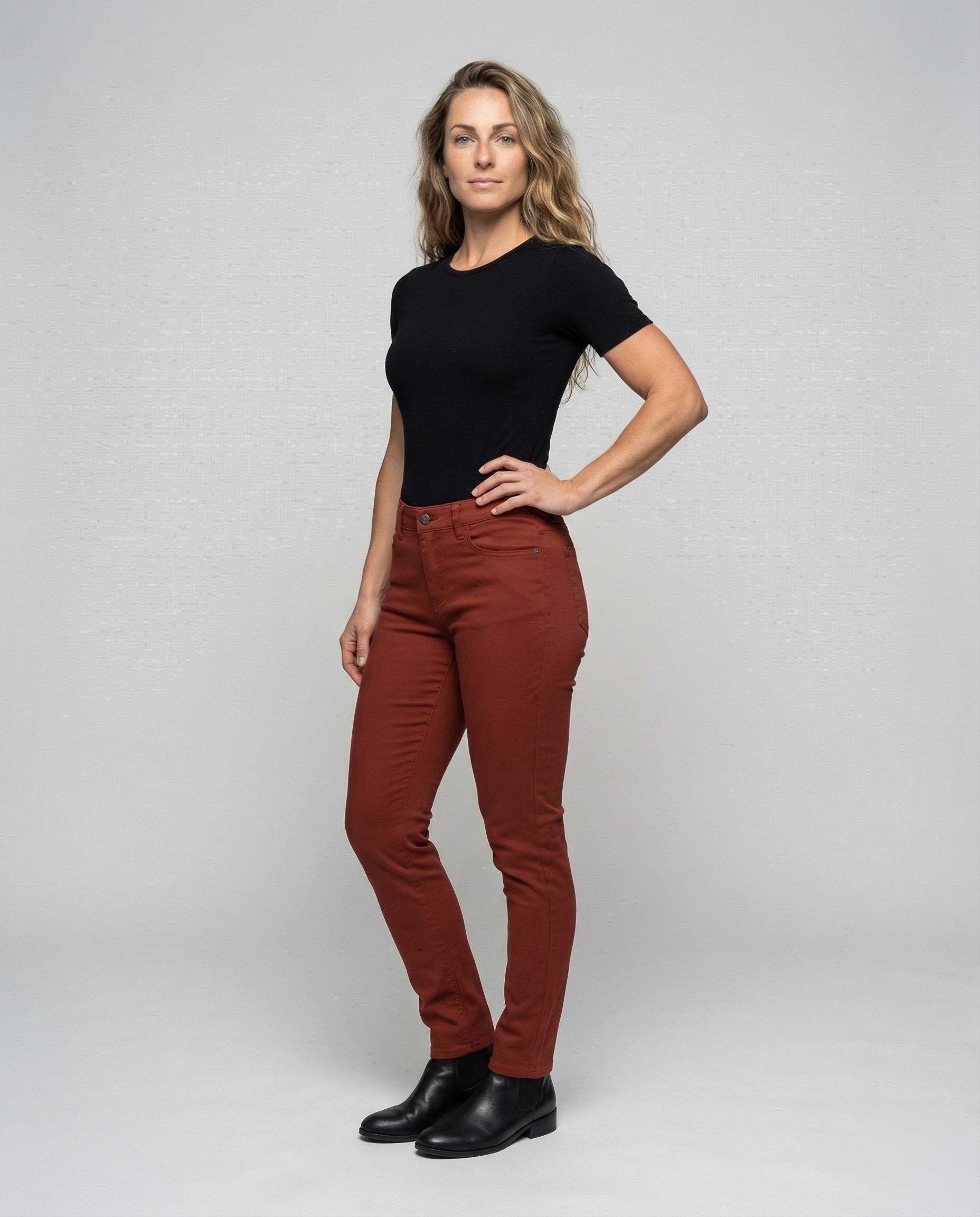 Pantaloni Donna Cotone Elastico Cinque Tasche Slim - Brentozzi
