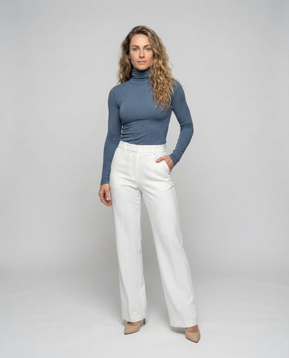 Maglia Donna in Jersey Stretch Trasparente Collo Alto - Brentozzi