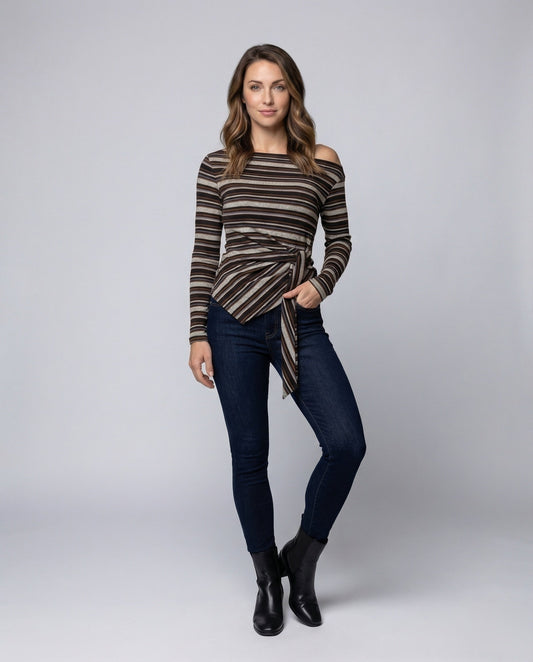 Maglione Donna Scollo Bardot Maglia Fine Cintura</s> - Brentozzi