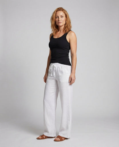 Pantaloni Lino Donna Relax Vita Regolabile - Brentozzi