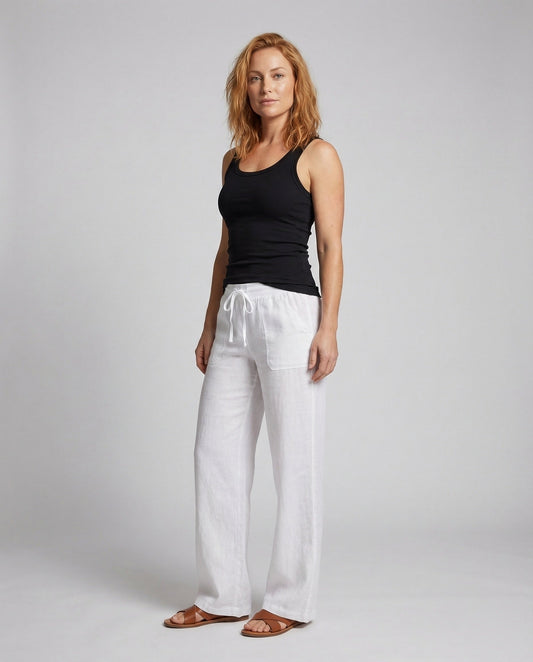 Pantaloni Lino Donna Relax Vita Regolabile - Brentozzi