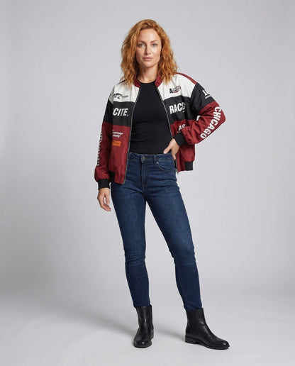 Giacca Bomber Donna Stile Rennsport Collo Alto - Brentozzi