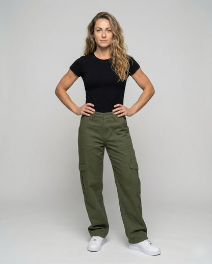 Pantaloni Cargo Donna Vita Alta Comodi Vestibilità Ampia - Brentozzi