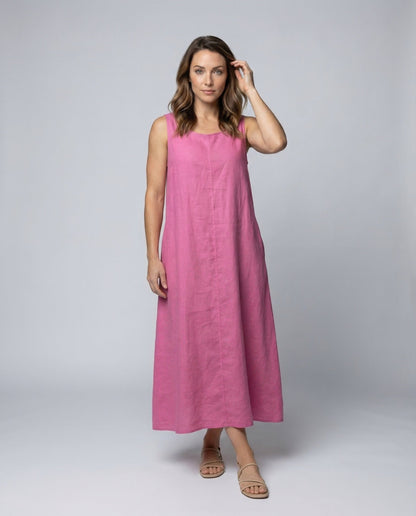 Abito Maxi Donna Lino Vestibilità Ampia A-Linea - Brentozzi