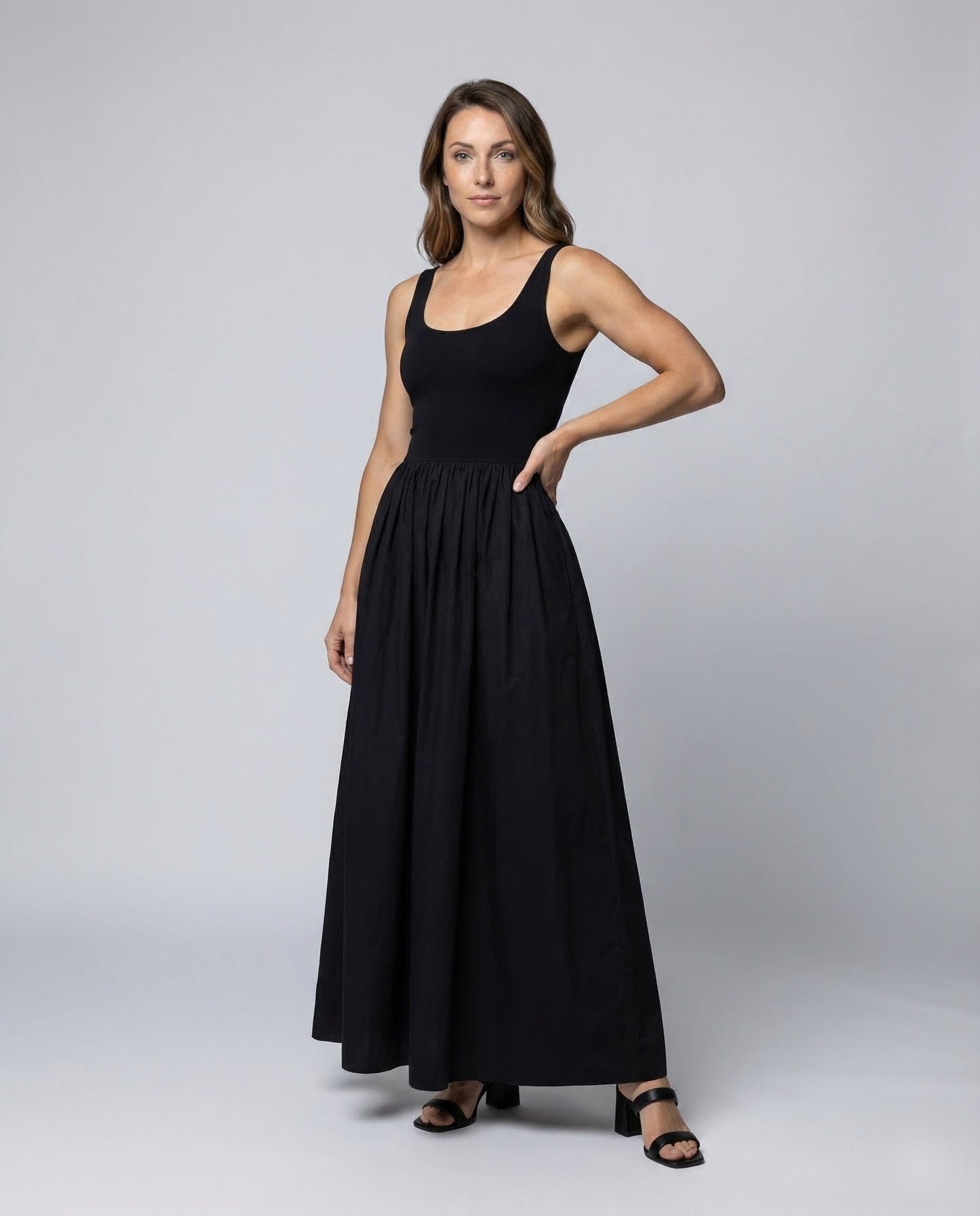 Abito Maxi Donna in Jersey Gonna in Poplin - Brentozzi