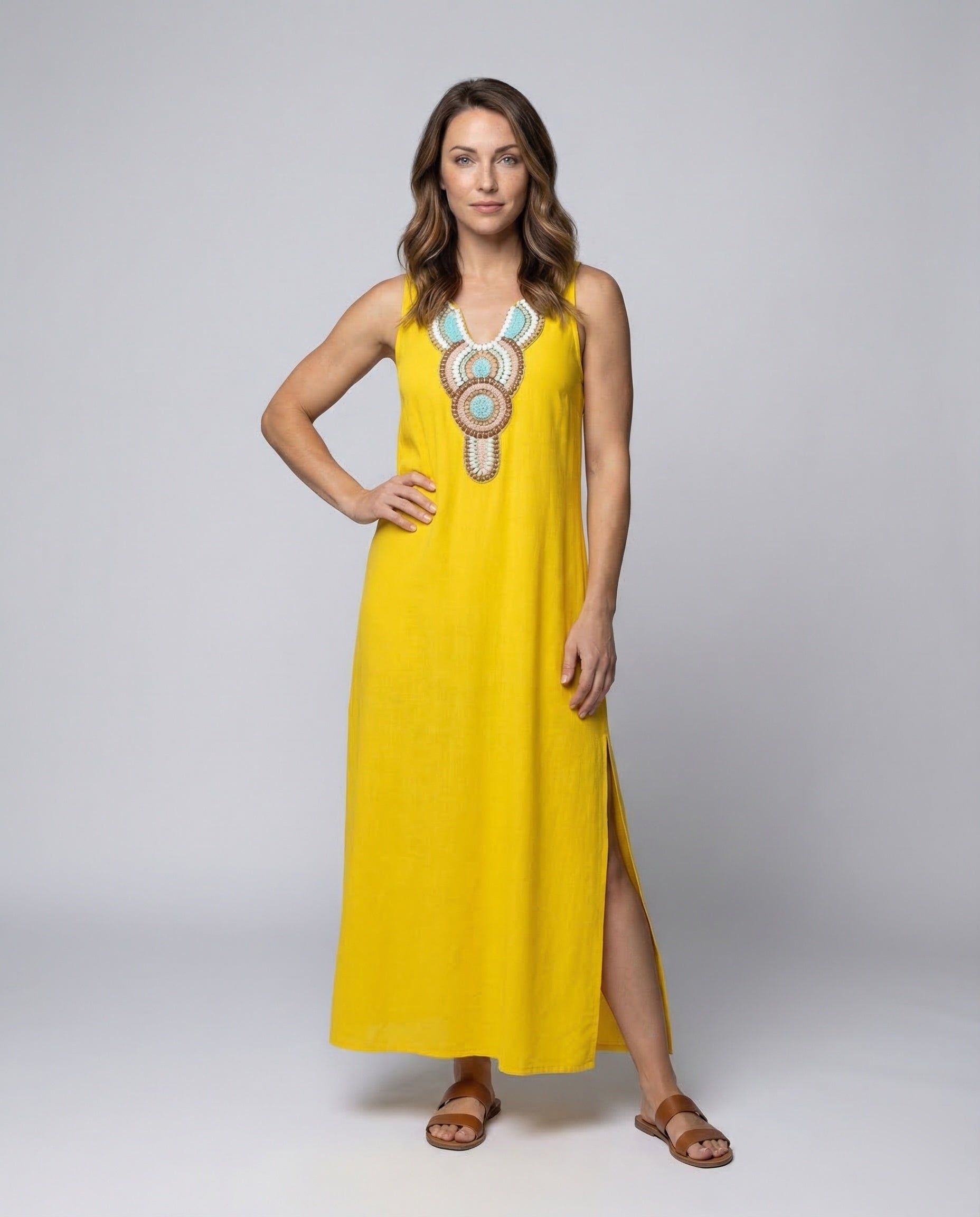 Abito Maxidress Donna con Inserto Decorativo Ornamentale - Brentozzi