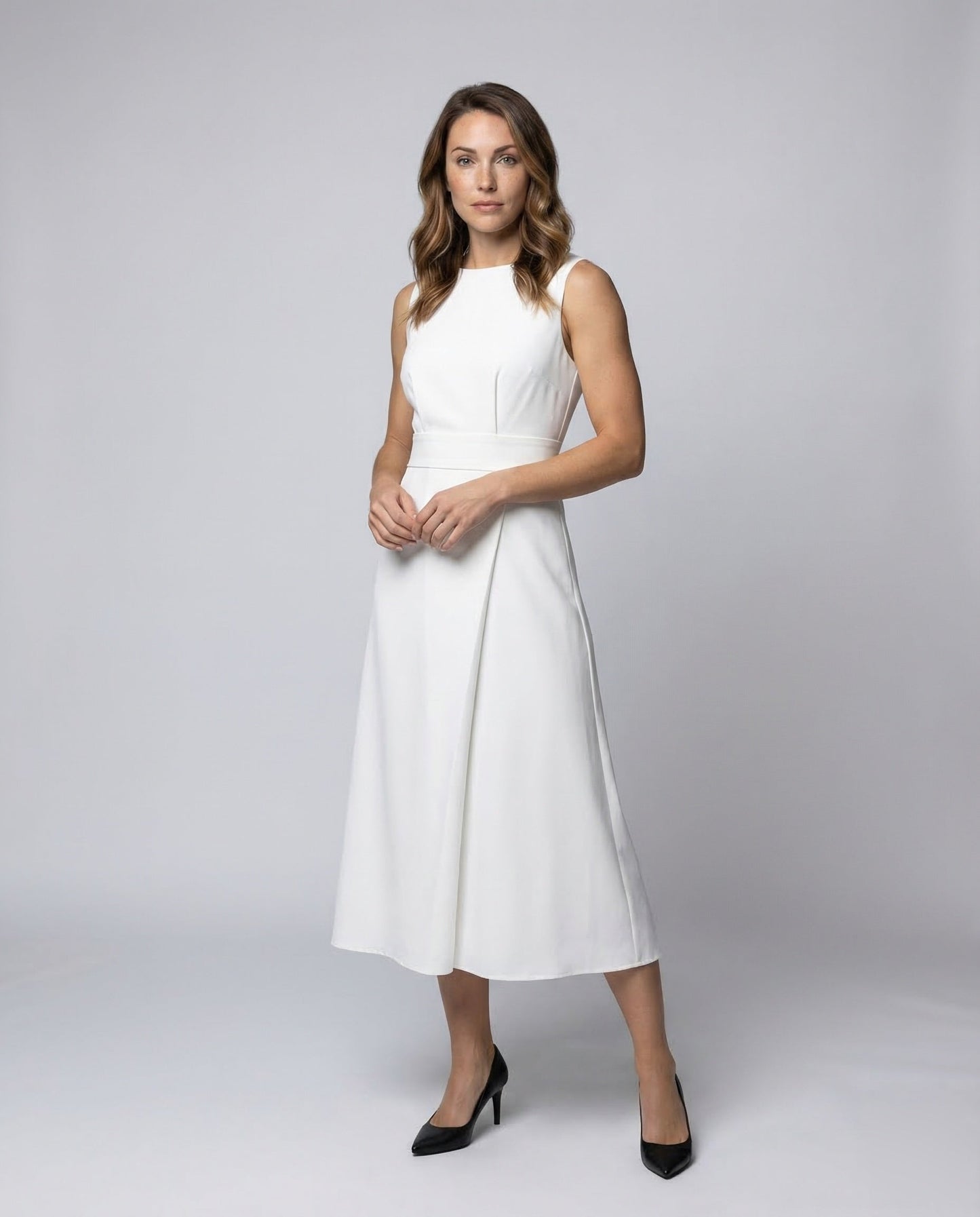 Abito Midi Donna Drappeggio Asimmetrico - Brentozzi