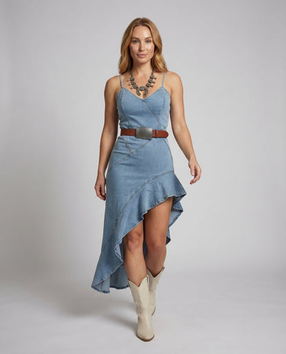 Abito Jeans Donna Svasato Orlo a Balze - Brentozzi