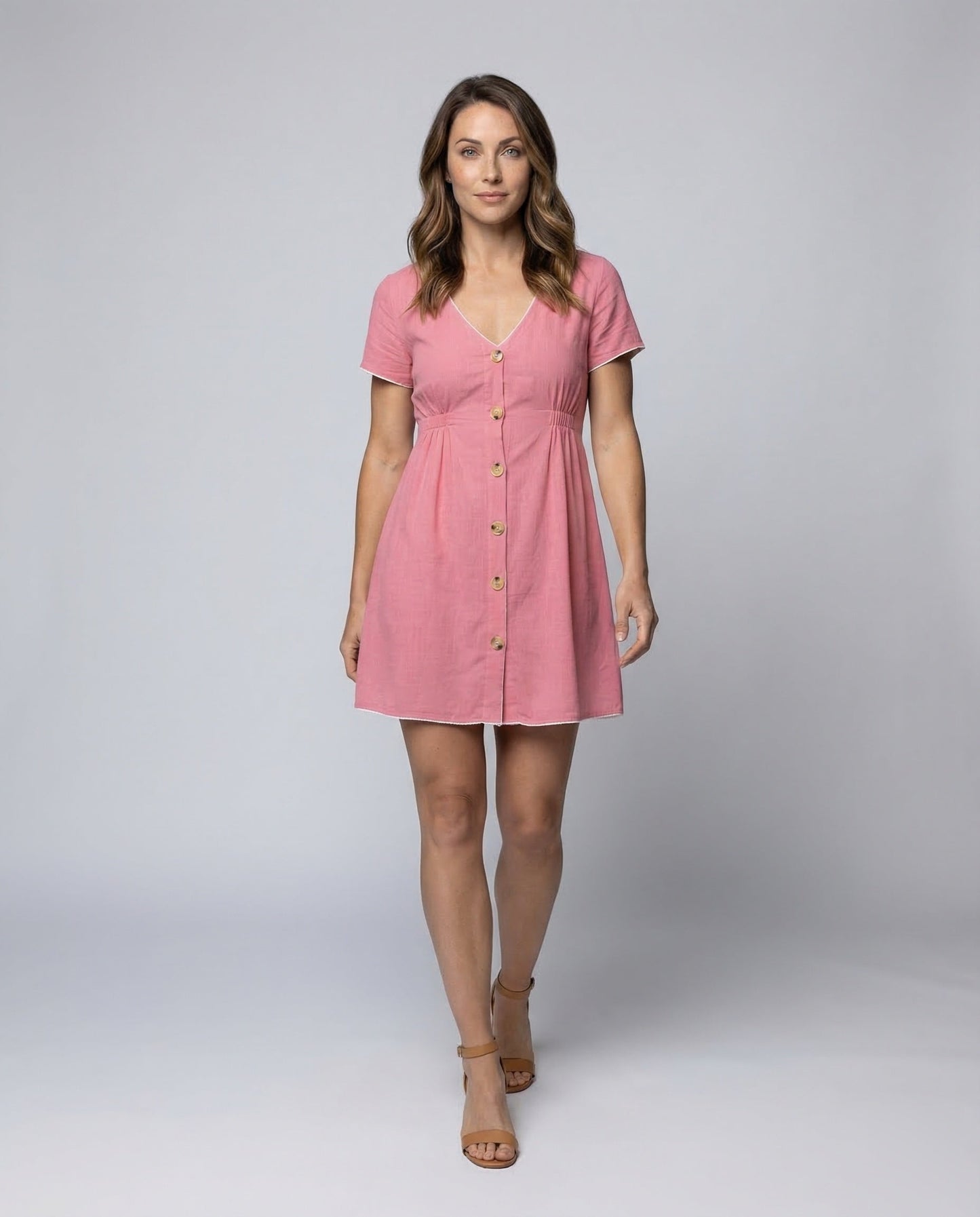 Babydoll Miniabito Donna con Bottoni in Legno - Brentozzi