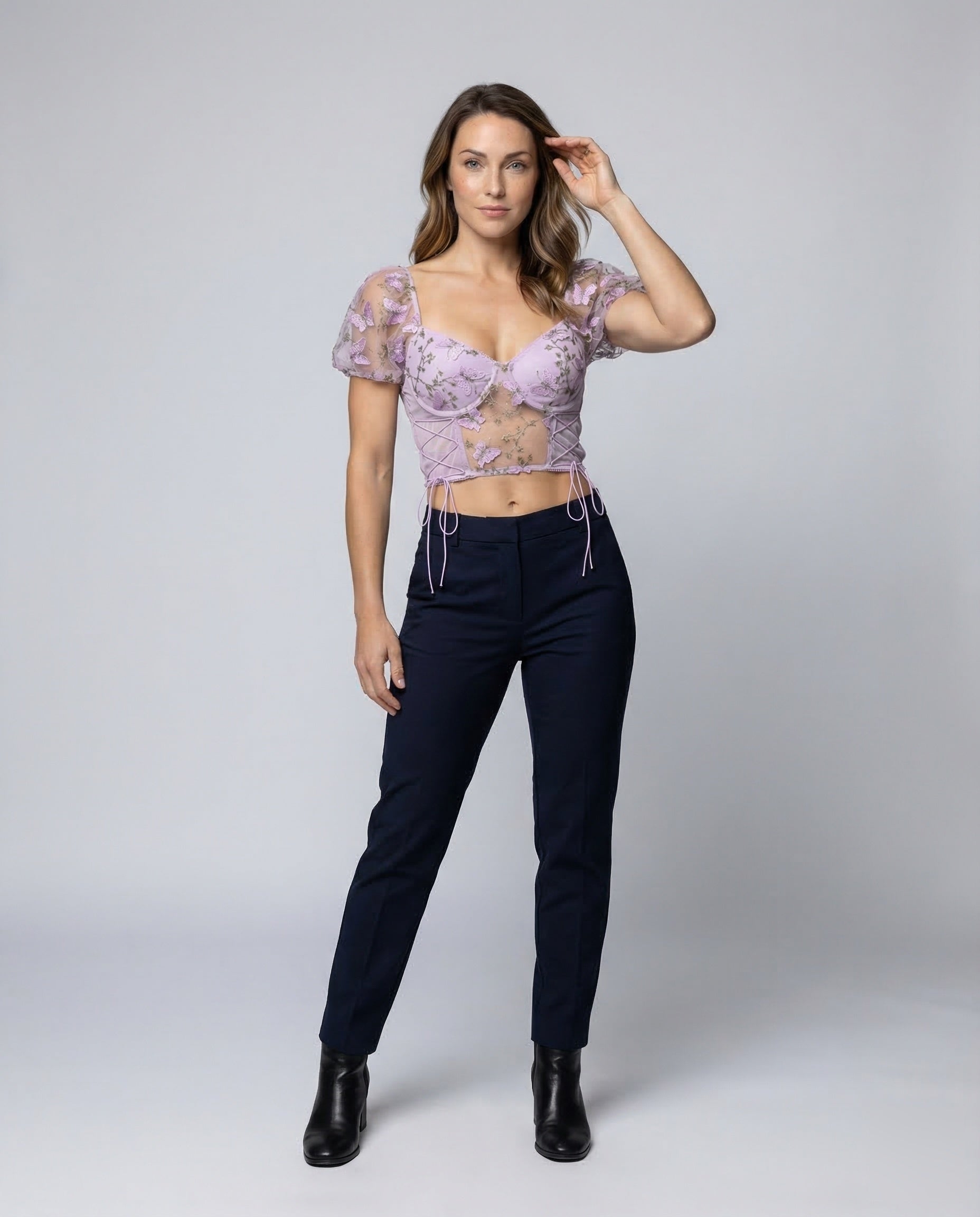 Corsetto Donna Maniche Corte a Palloncino con Lacci Laterali - Brentozzi