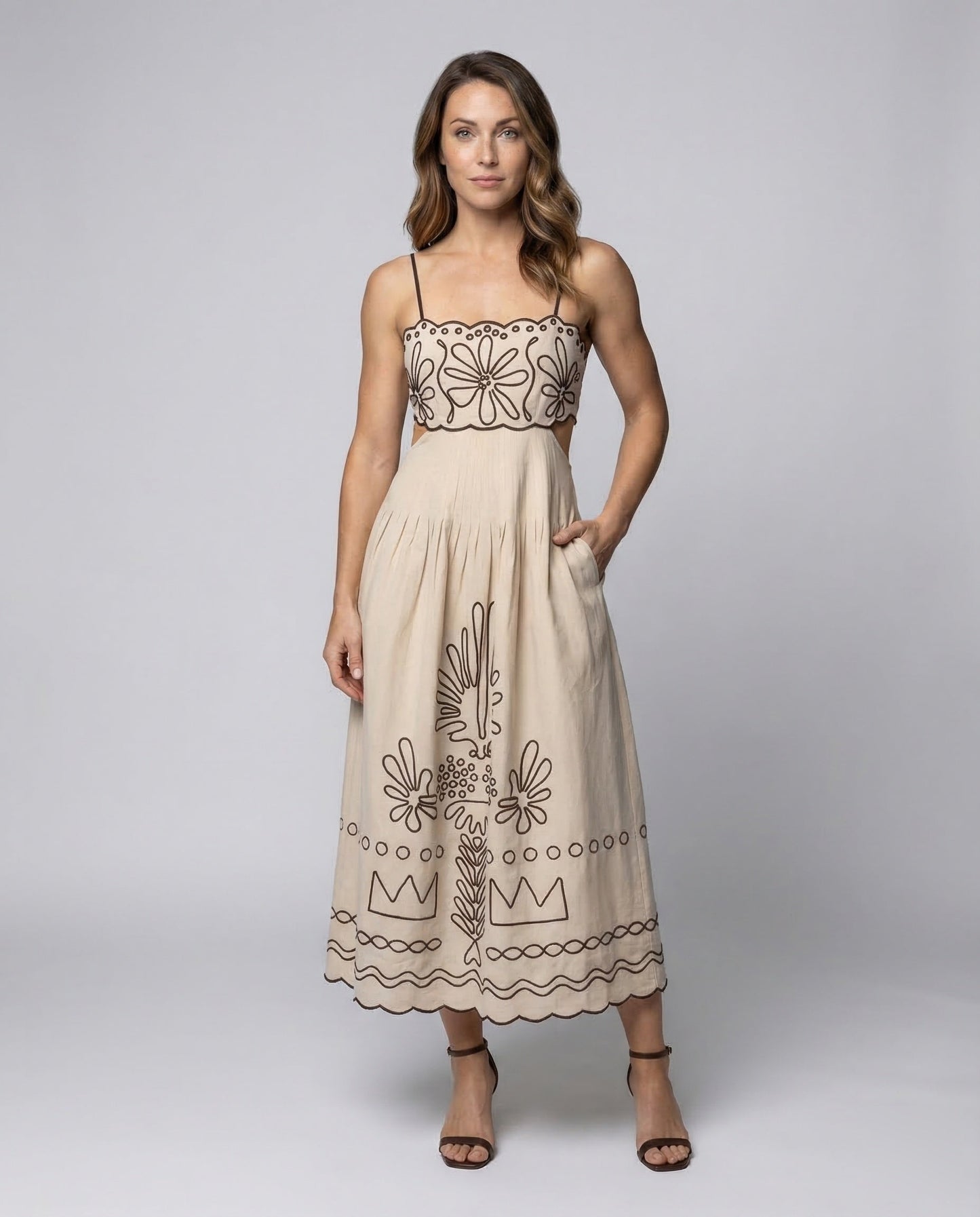 Abito Midi Donna Bustier Plissé Vita Stretta - Brentozzi