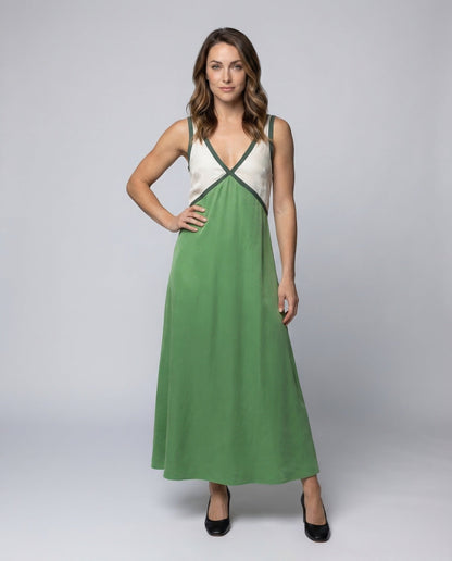 Abito Lungo Donna in Satin con Cucitura Empire - Brentozzi