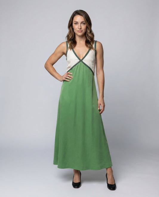 Abito Lungo Donna in Satin con Cucitura Empire - Brentozzi