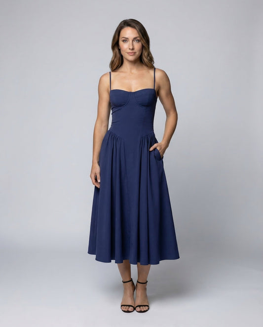 Abito Midi Donna Bustier Gonna Ampia Voluminosa - Brentozzi
