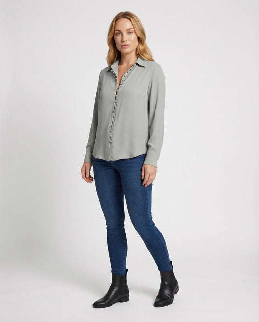 Blusa Donna in Viscosa Bottoni Rivestiti - Brentozzi
