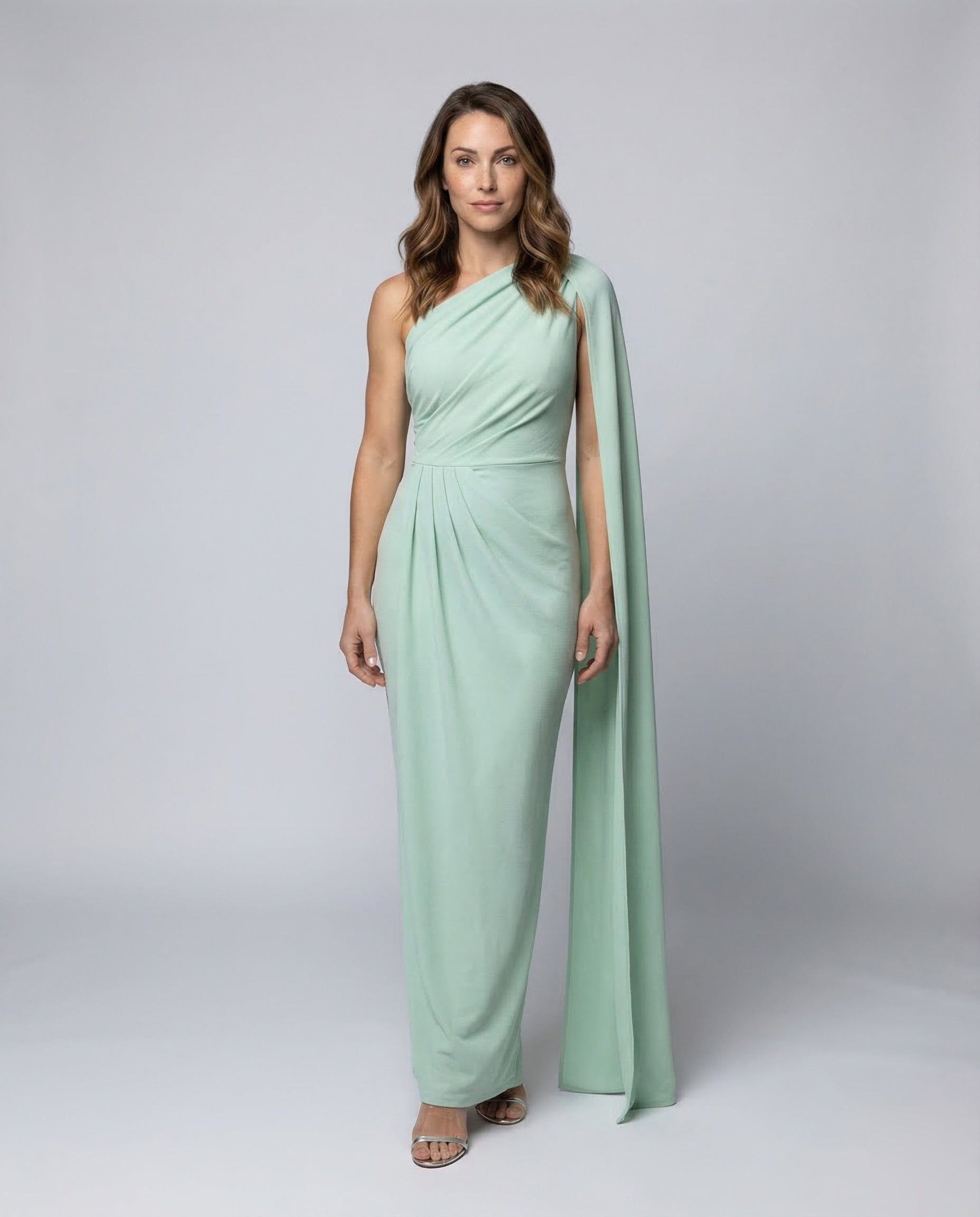 Abito Maxi Donna Monospalla Drappeggio in Vita - Brentozzi