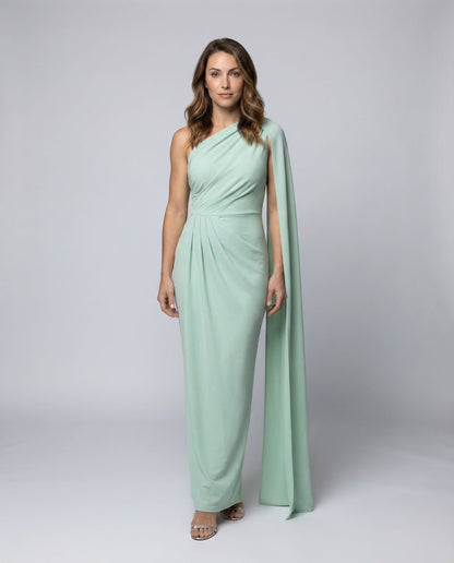 Abito Maxi Donna Monospalla Drappeggio in Vita - Brentozzi