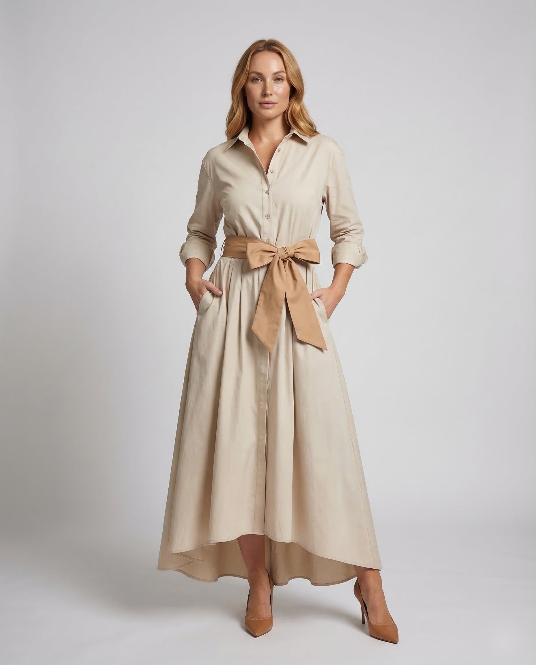 Abito Camicia Donna Gonna Plissettata Svasata - Brentozzi