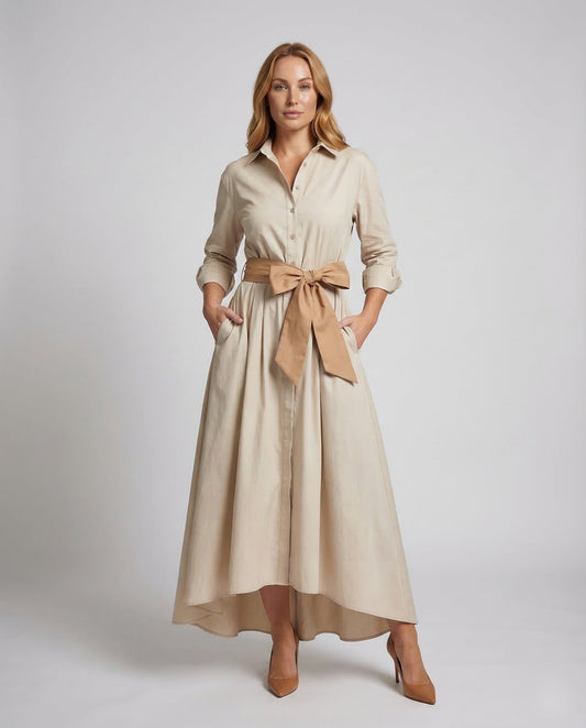 Abito Camicia Donna Gonna Plissettata Svasata - Brentozzi