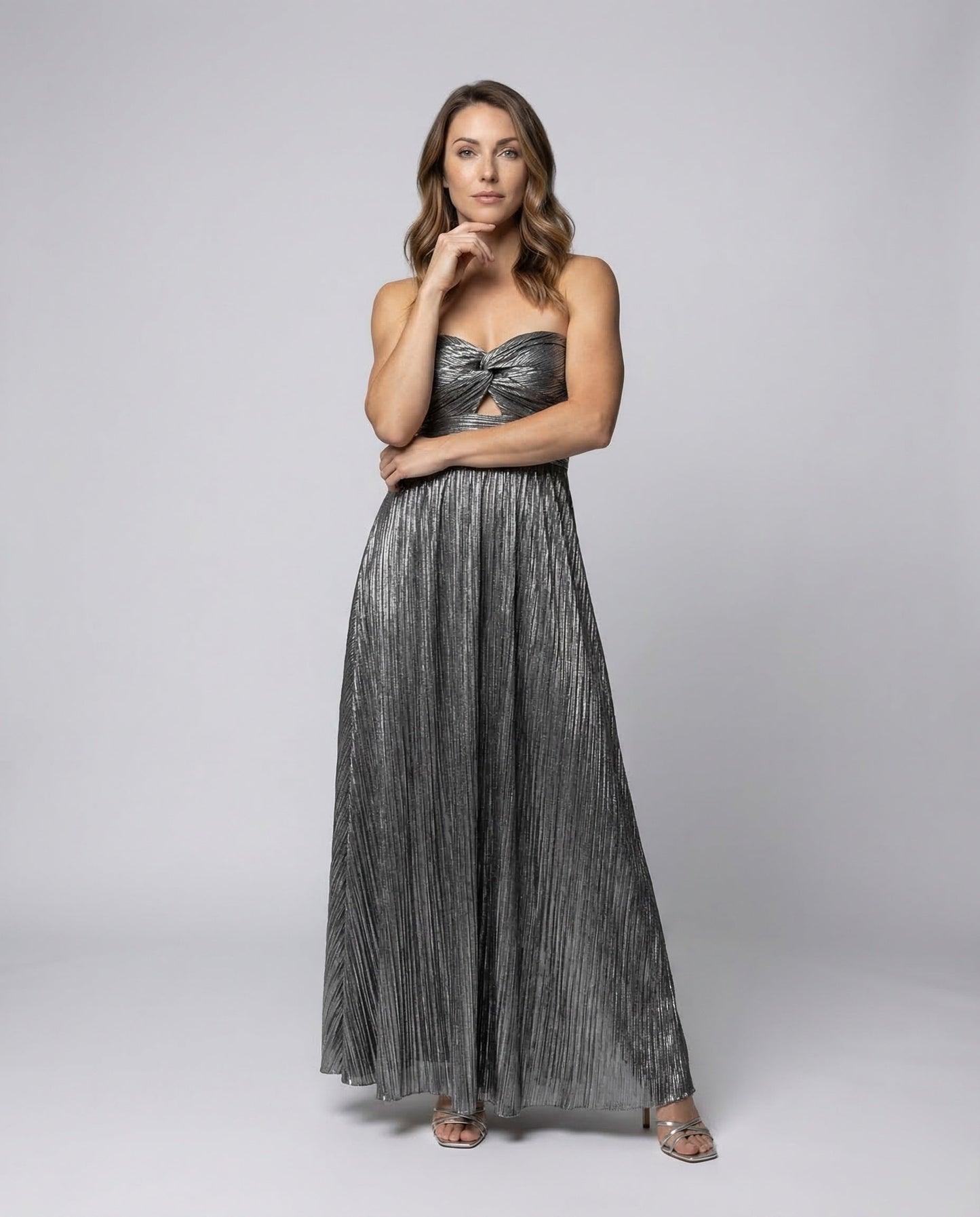 Abito Plissé Donna Scollo Bardot Bustier Drappeggiato - Brentozzi