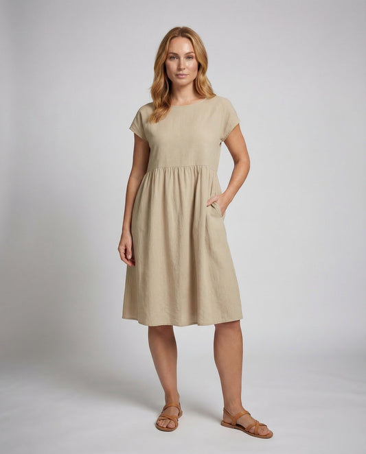 Abito Midi Donna con Tasche Laterali e Vita Sagomata - Brentozzi