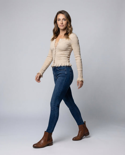Blusa Donna a Manica Lunga con Fondo Arricciato - Brentozzi