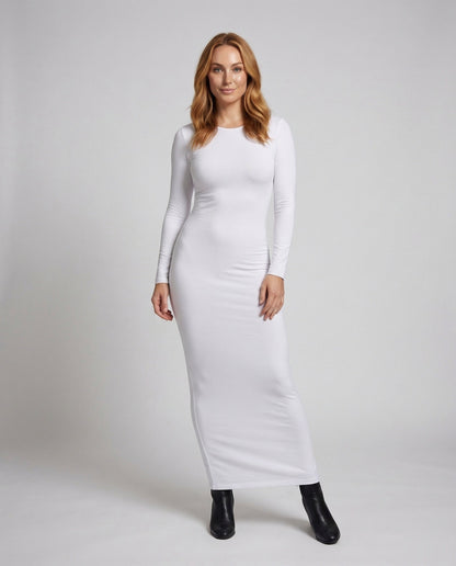 Abito Maxi Donna Manica Lunga Scollo Rotondo - Brentozzi