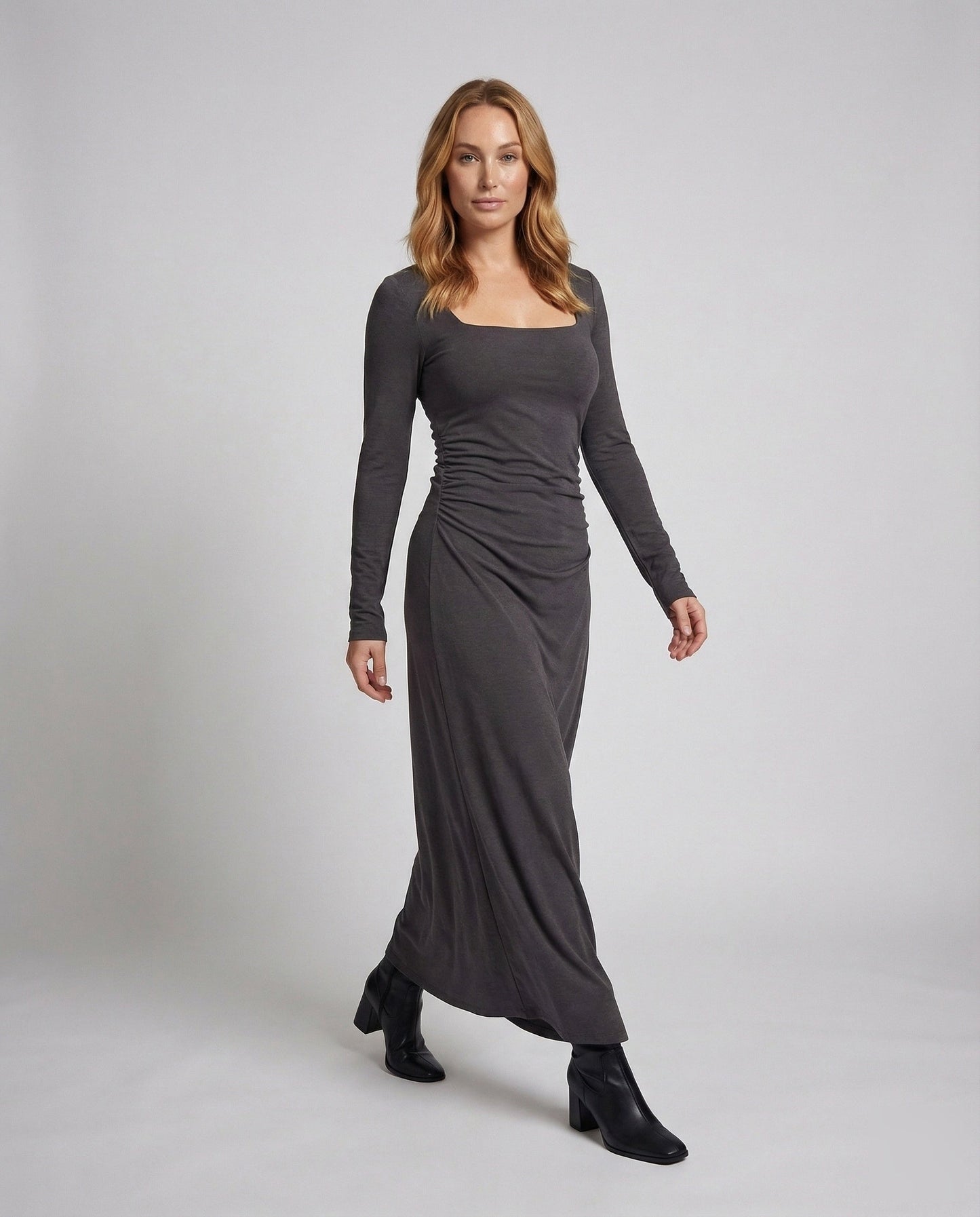 Abito Maxi Donna in Jersey Elasticizzato Spacco Laterale - Brentozzi