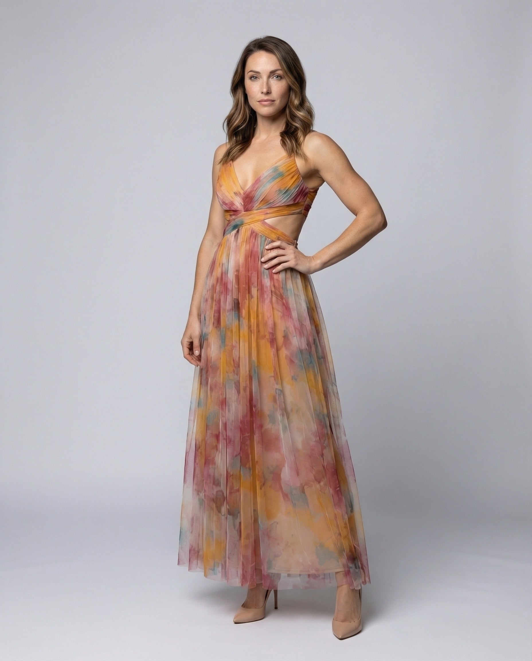 Abito da Sera Donna in Chiffon Corsetto Incrociato - Brentozzi