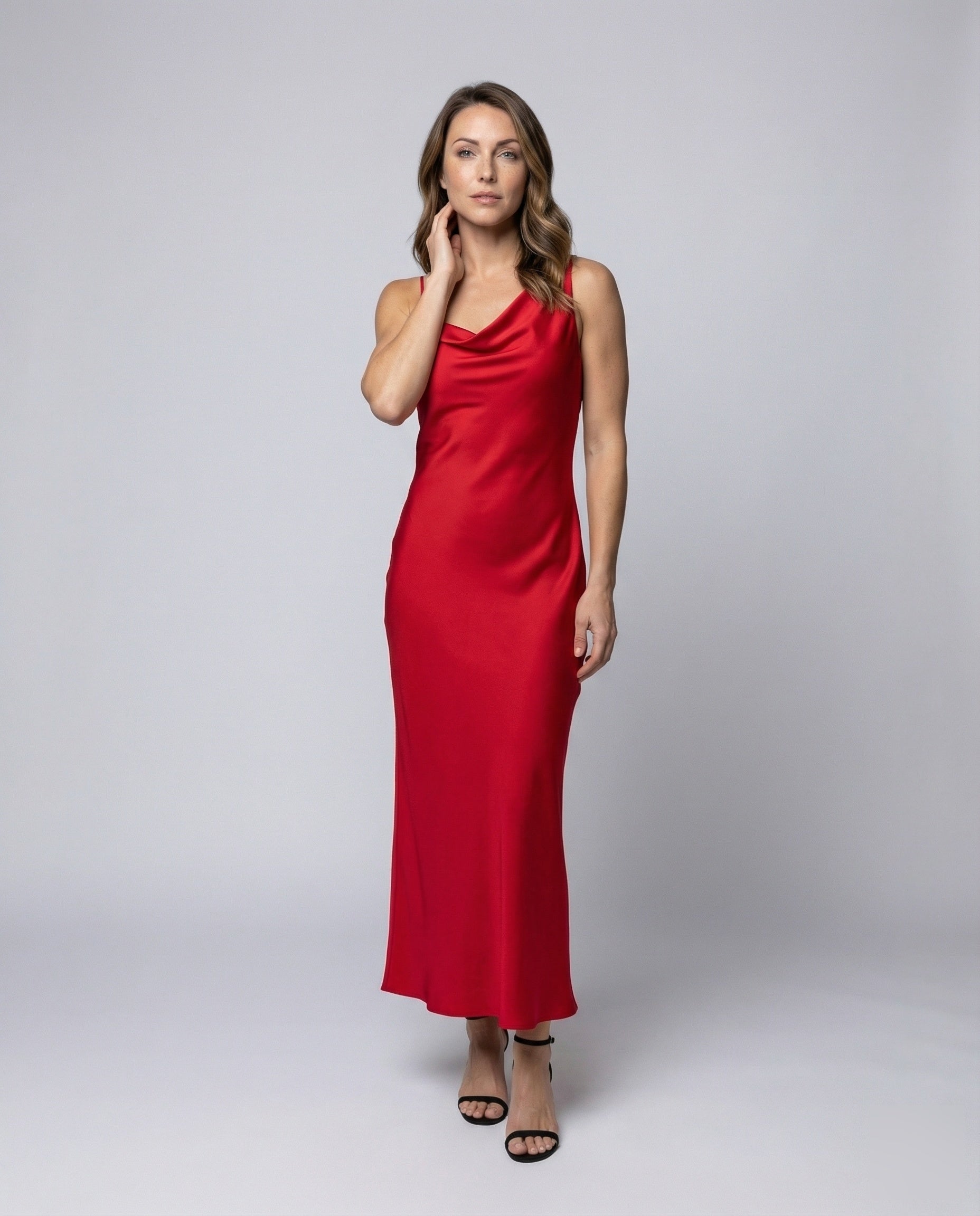 Abito Sottoveste Donna in Satin Scollo a Cascata - Brentozzi