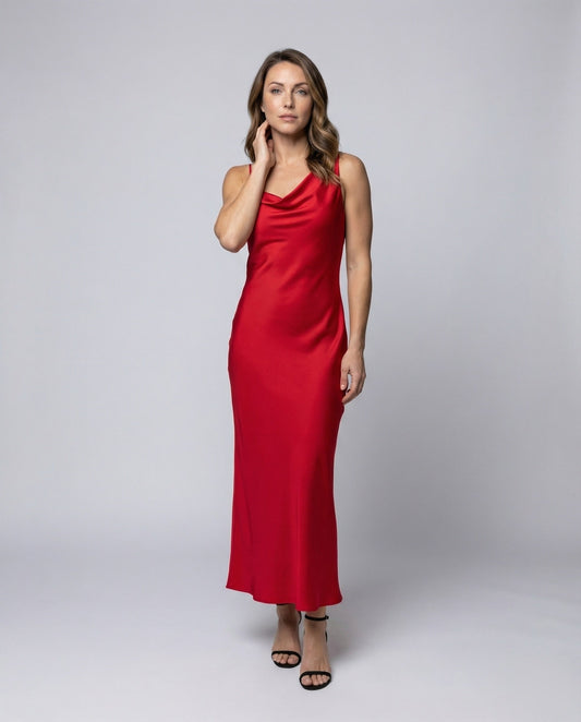 Abito Sottoveste Donna in Satin Scollo a Cascata - Brentozzi