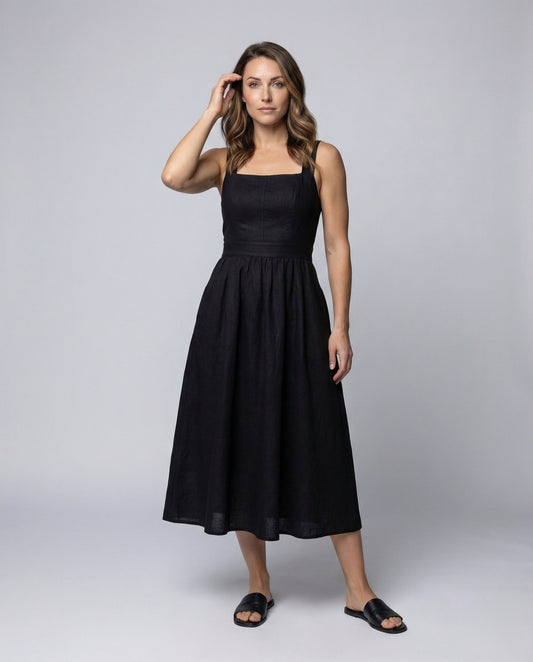 Abito Midi Donna Bretelle Corselett Scollo Sagomato - Brentozzi