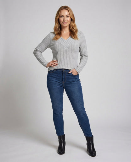 Maglione Donna in Maglia Fine Struttura a Righe Orlo Lungo - Brentozzi