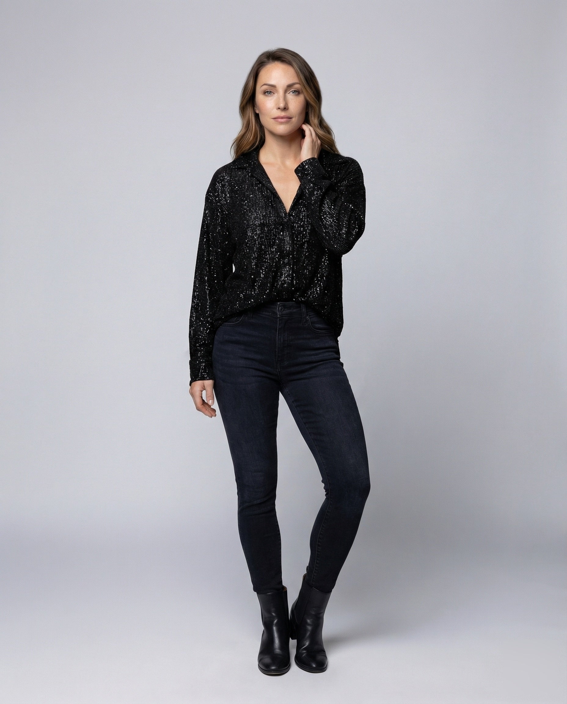 Maglione Donna Lavorato Effetto Paillettes Slim Fit - Brentozzi