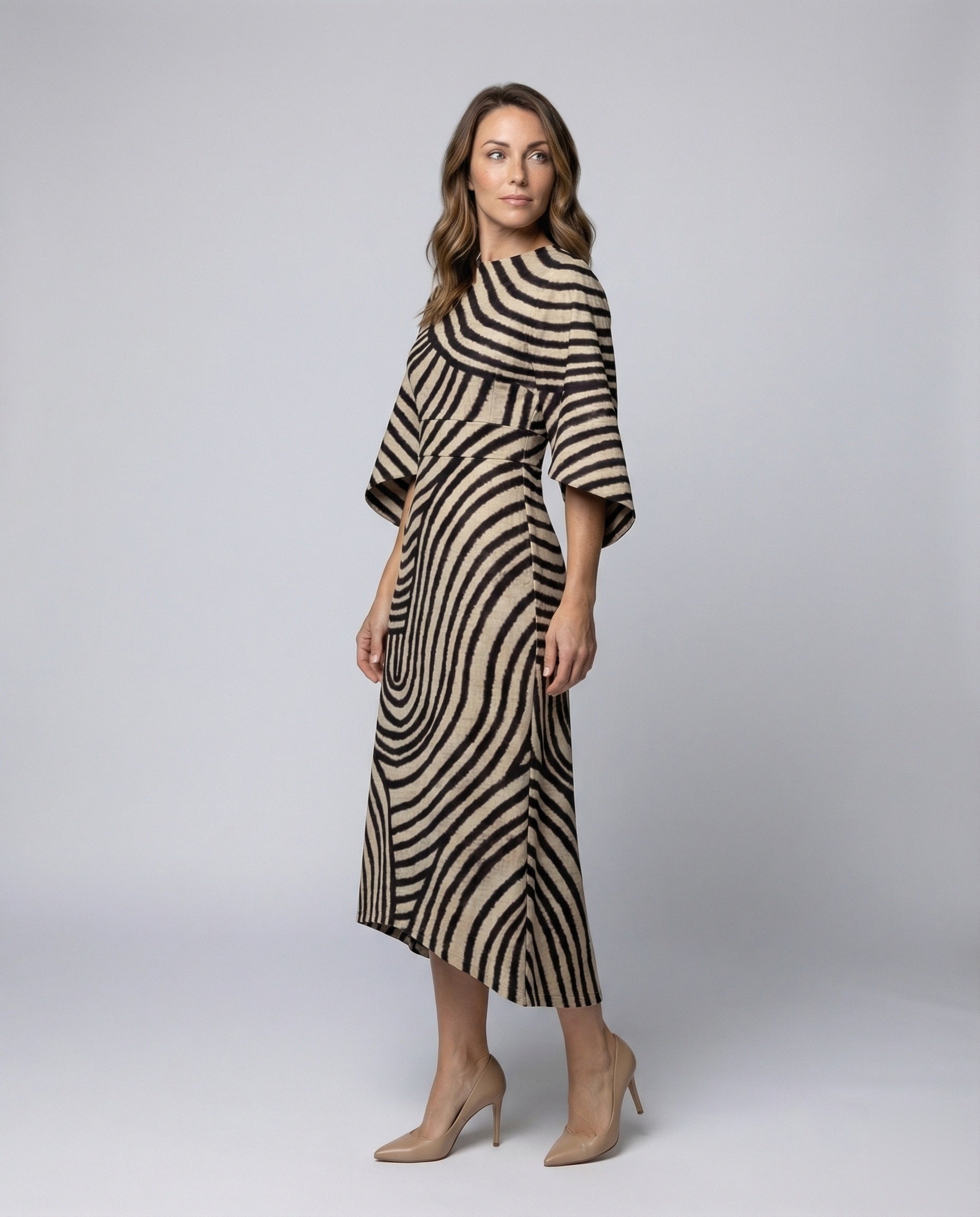 Abito Midi Donna Grafico Manica Kimono - Brentozzi