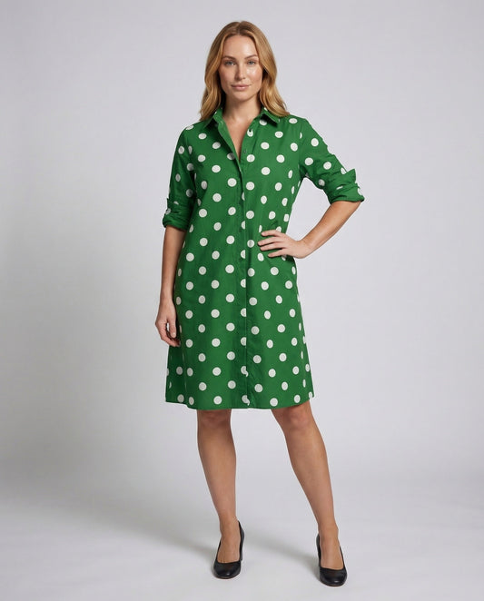 Abito Camicia Donna Linea A Manica Risvoltata - Brentozzi