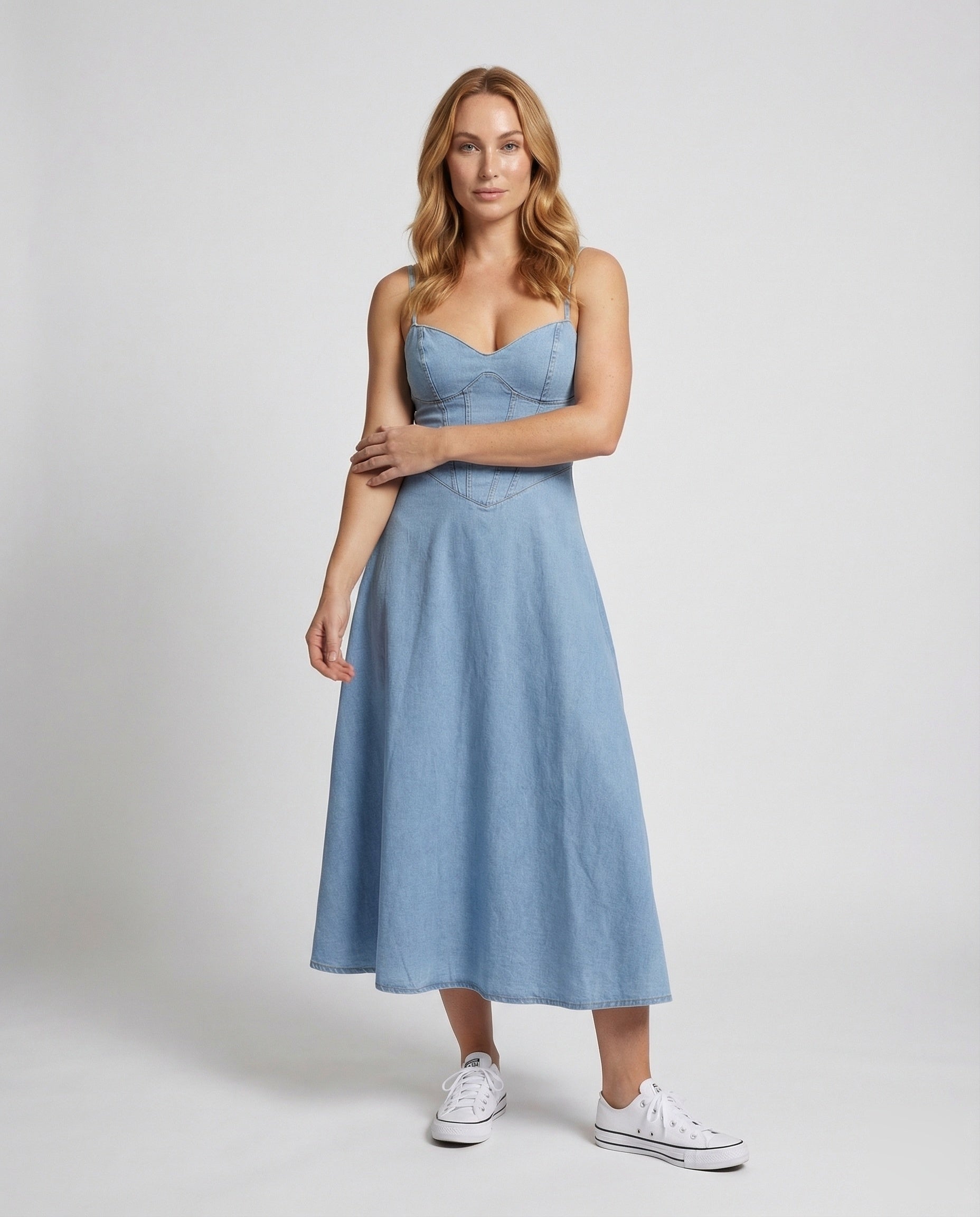 Abito Jeans Donna Cuciture Corsetto Vestibilità Lunga - Brentozzi