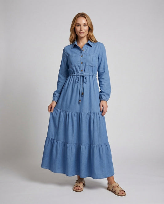 Abito Camicia Donna in Chambray con Coulisse - Brentozzi