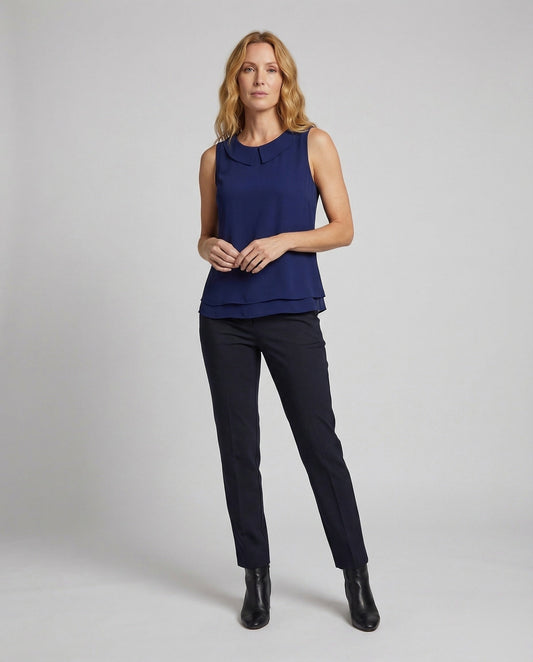 Blusa Donna in Chiffon Colletto Bubikragen Orlo Doppio - Brentozzi