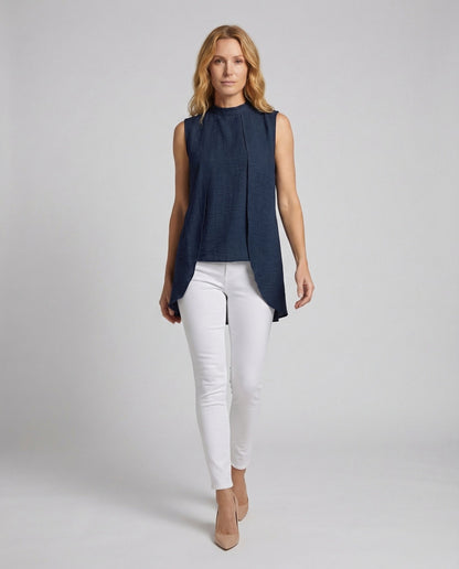 Gilet Lungo Donna Effetto Lino Taglio a Cascata - Brentozzi