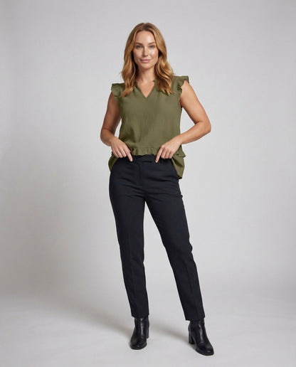 Blusa Tunica Donna Effetto Crepe Bordo con Ruches - Brentozzi