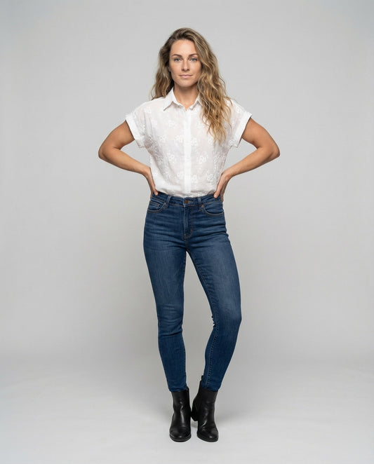 Camicia Donna in Broderie con Colletto Kent - Brentozzi