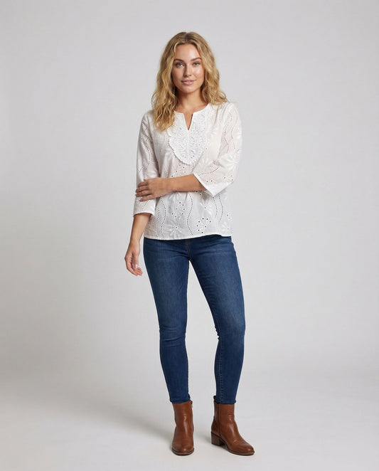 Blusa Tunica Donna in Pizzo Sangallo Scollo a V - Brentozzi