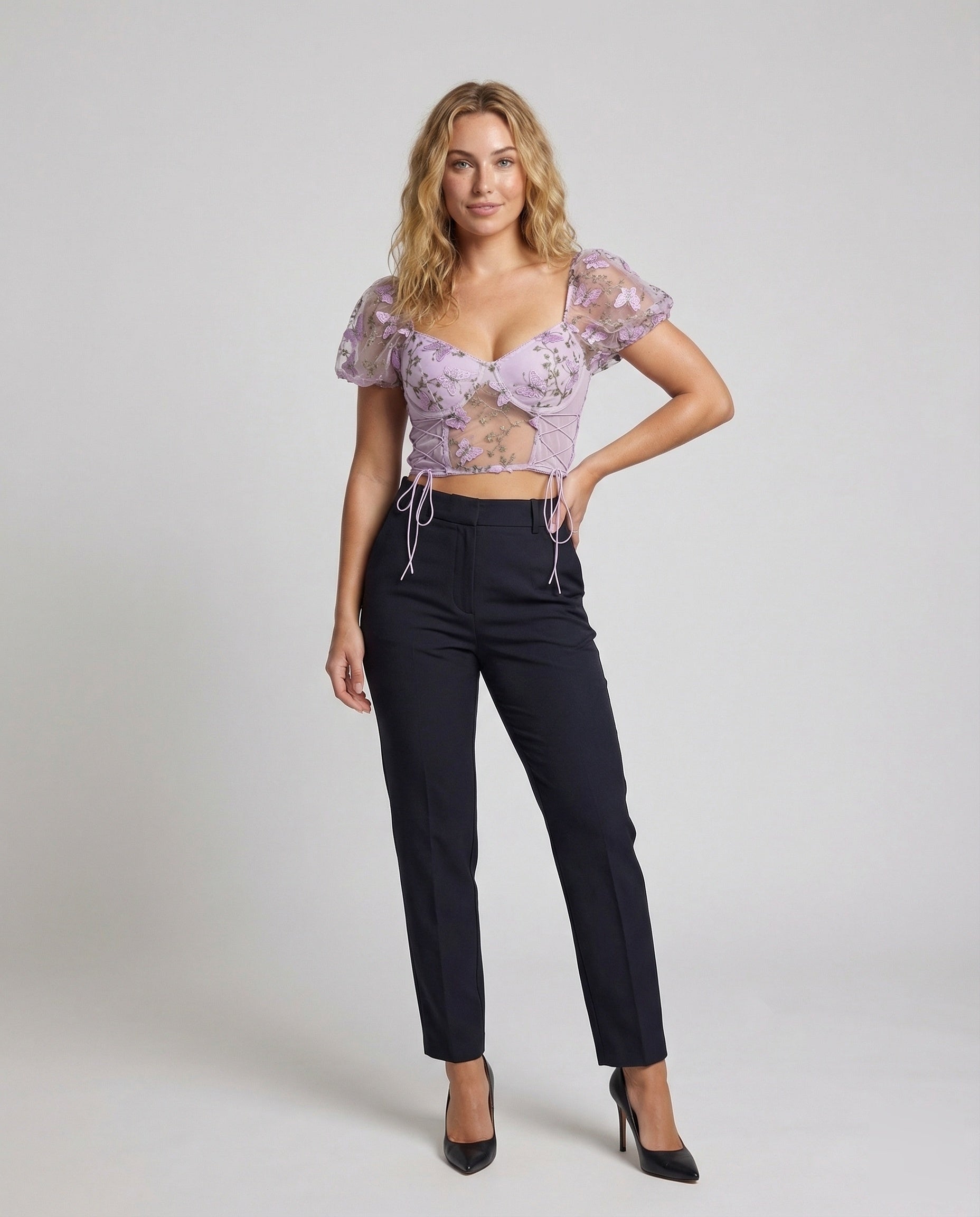 Corsetto Donna con Ferretto Inserti in Mesh Stile Farfalla - Brentozzi