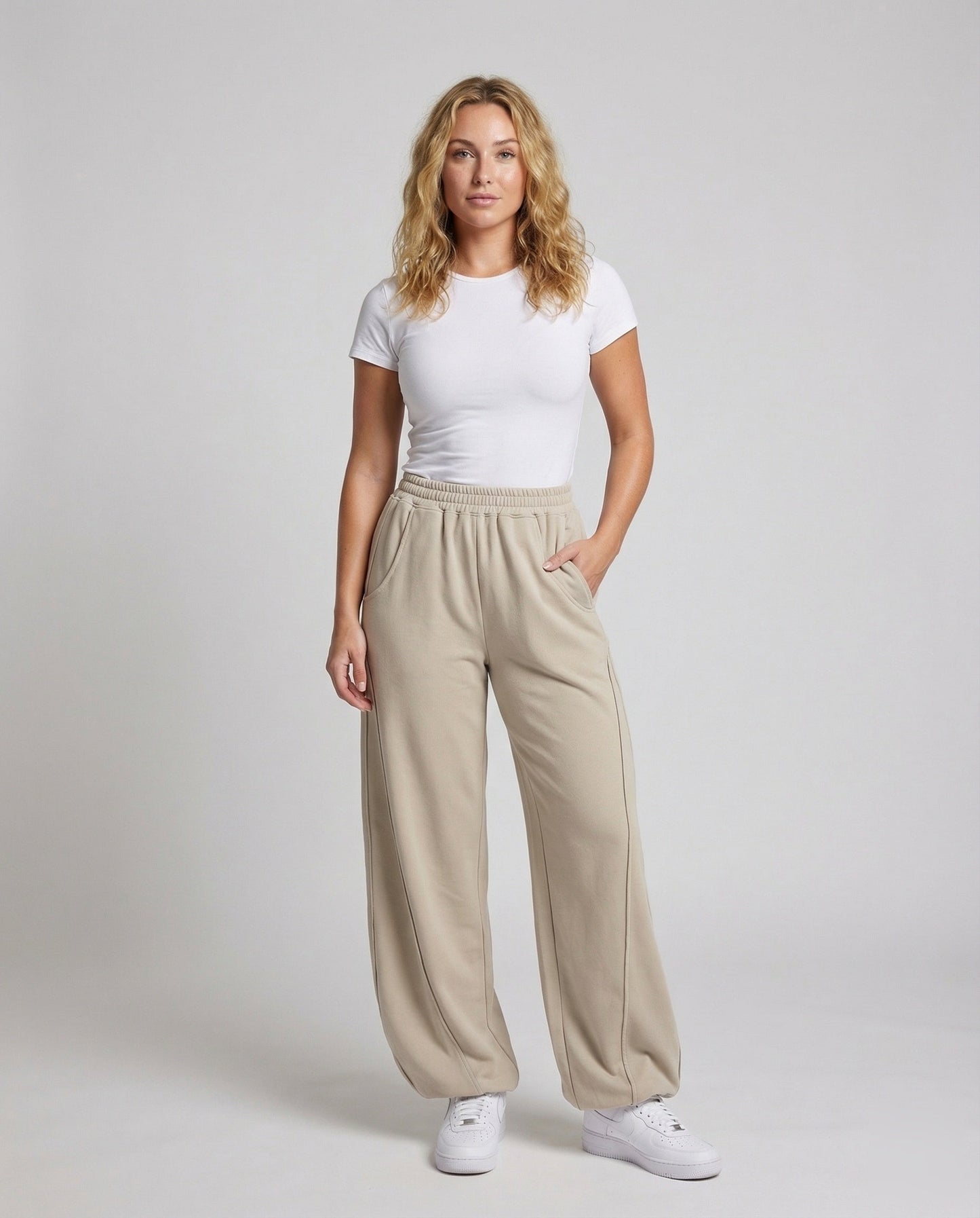 Pantaloni Donna in Felpa Taglio Sbuffo Vita Arricciata - Brentozzi