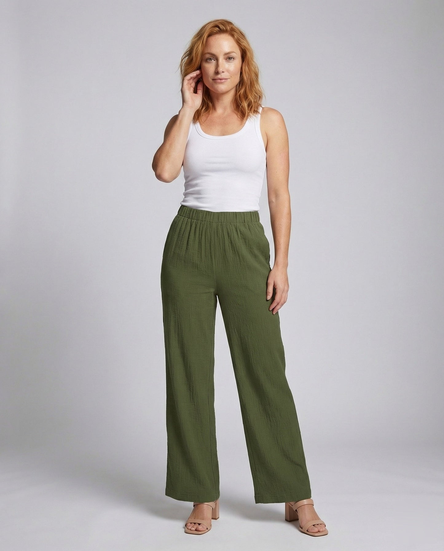 Pantaloni Donna in Jersey Strutturato Taglio Dritto Ampio - Brentozzi