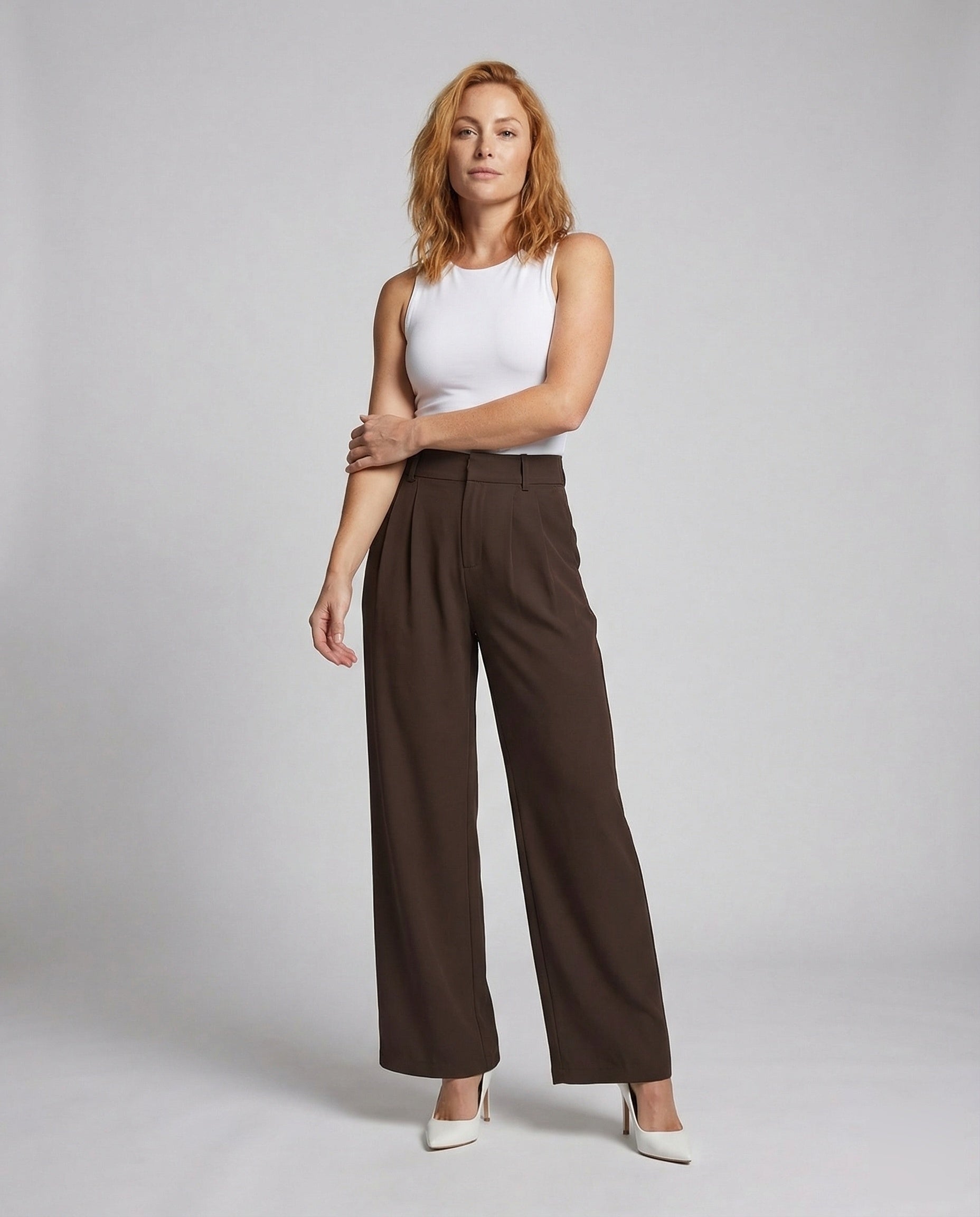 Pantaloni Palazzolo Donna Vita Alta Piega Frontale - Brentozzi