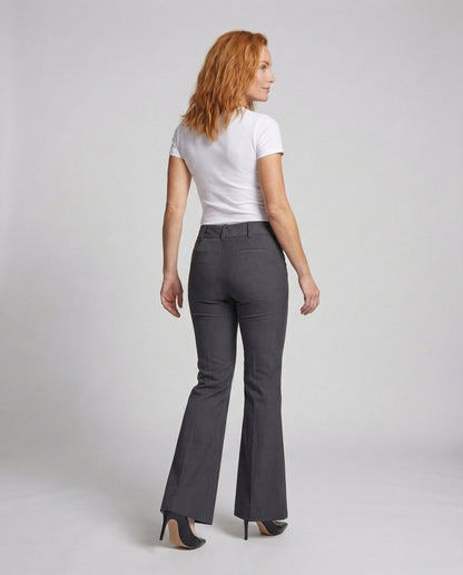 Pantaloni Donna a Zampa con Piega Vita Alta